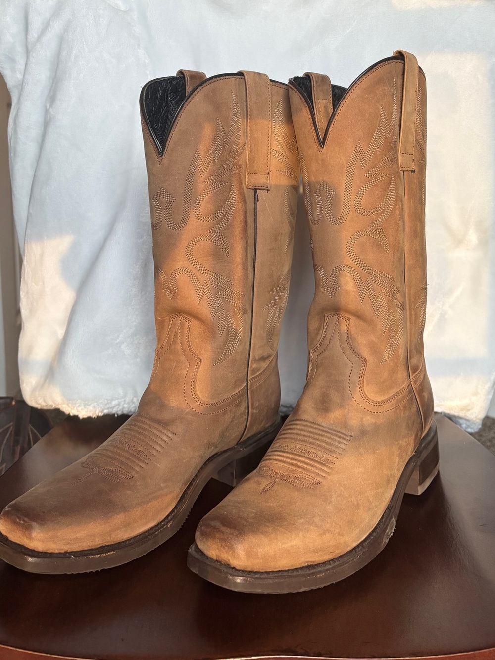 Brown Suede Western Cowboy Boots
